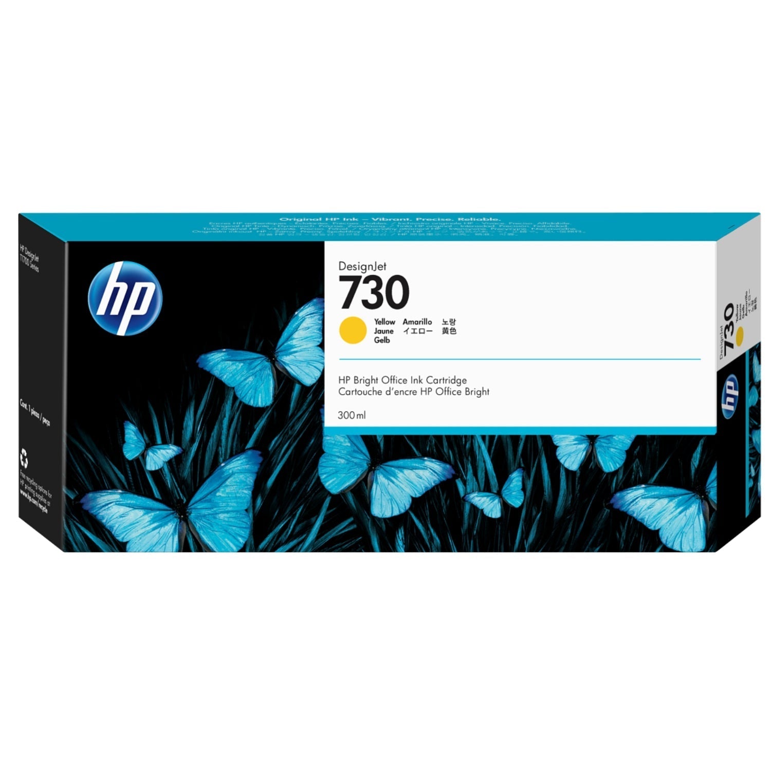 New, Pre-Owned - HP 730 300-ml (P2V70A) Yellow Ink Cartridge