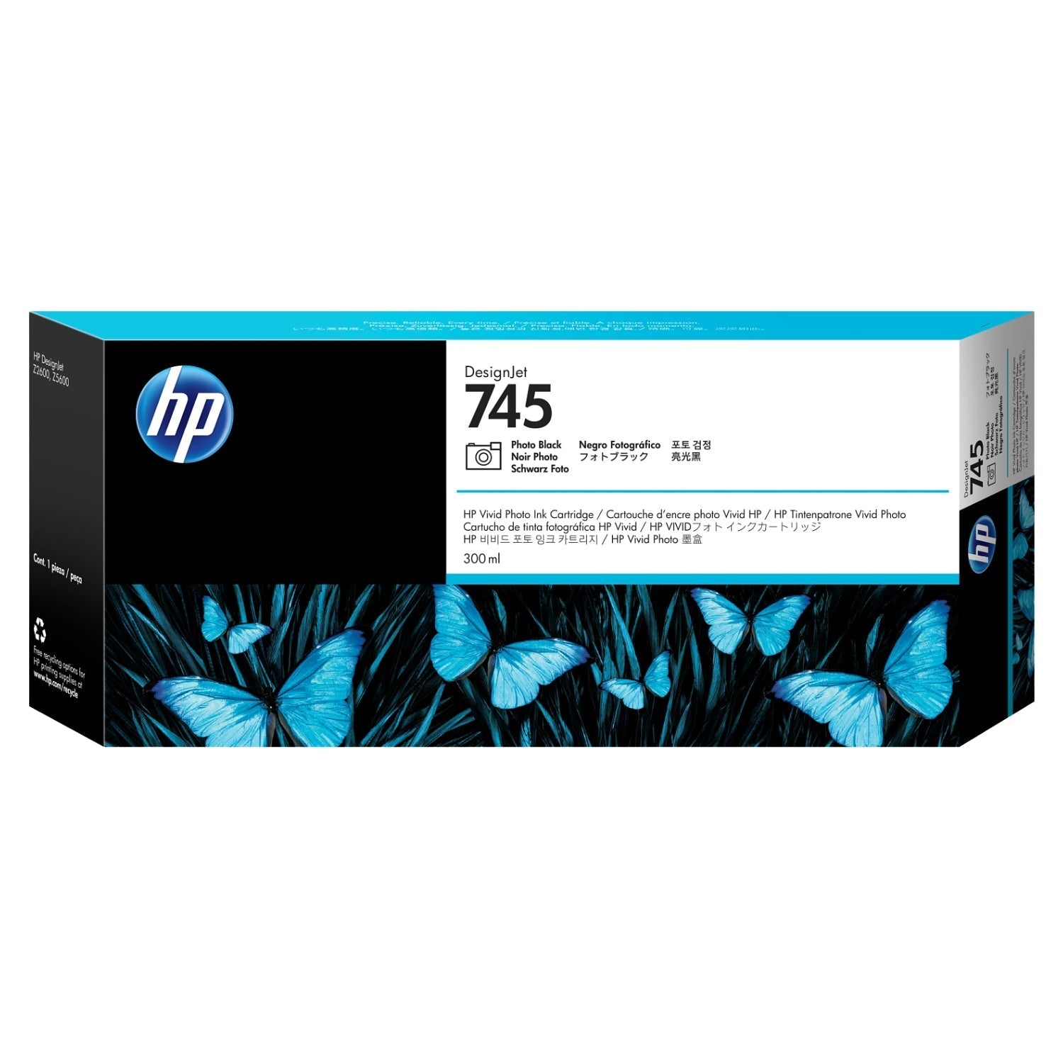 New, Pre-Owned - HP 745 300-ml DesignJet (F9K04A) Photo Black Ink Cartridge