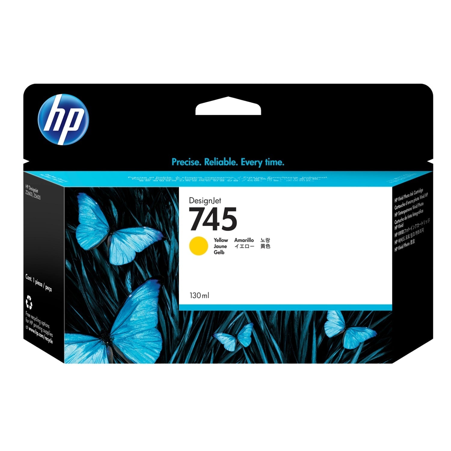 New, Pre-Owned - HP 745 130-ml DesignJet (F9J96A) Yellow Ink Cartridge