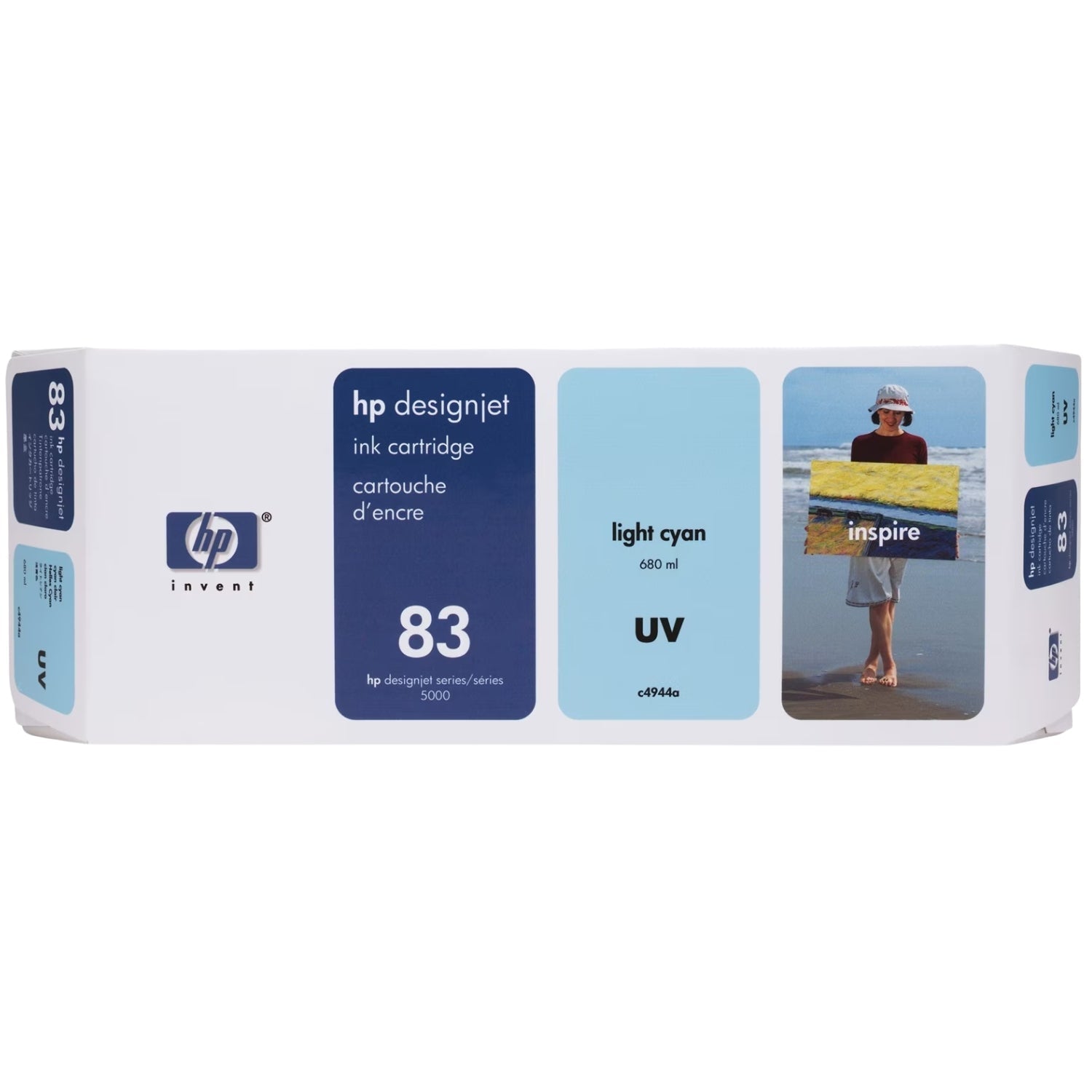 New, Pre-Owned - HP 83 UV 680-ml (C4944A) Light Cyan Ink Cartridge