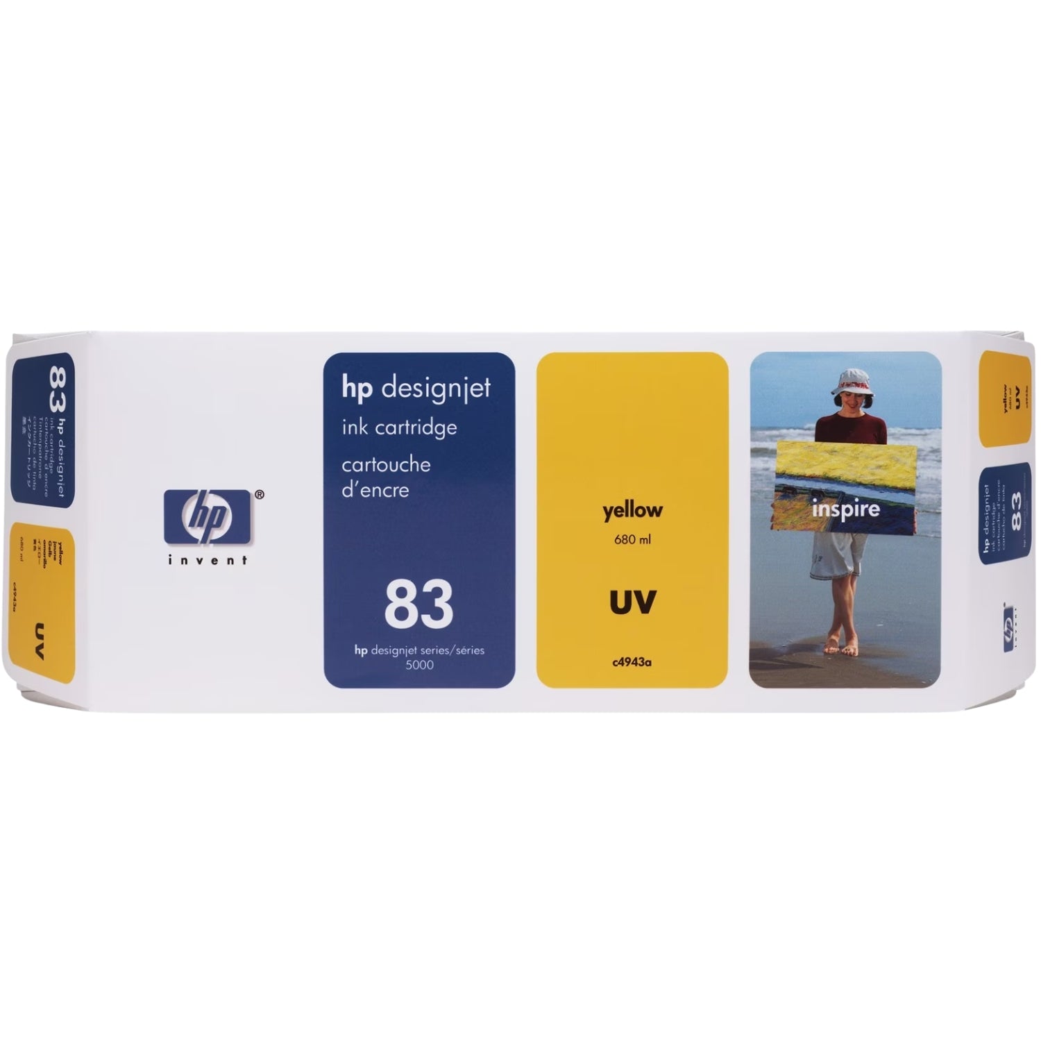 New, Pre-Owned - HP 83 UV 680-ml (C4943A) Yellow Ink Cartridge