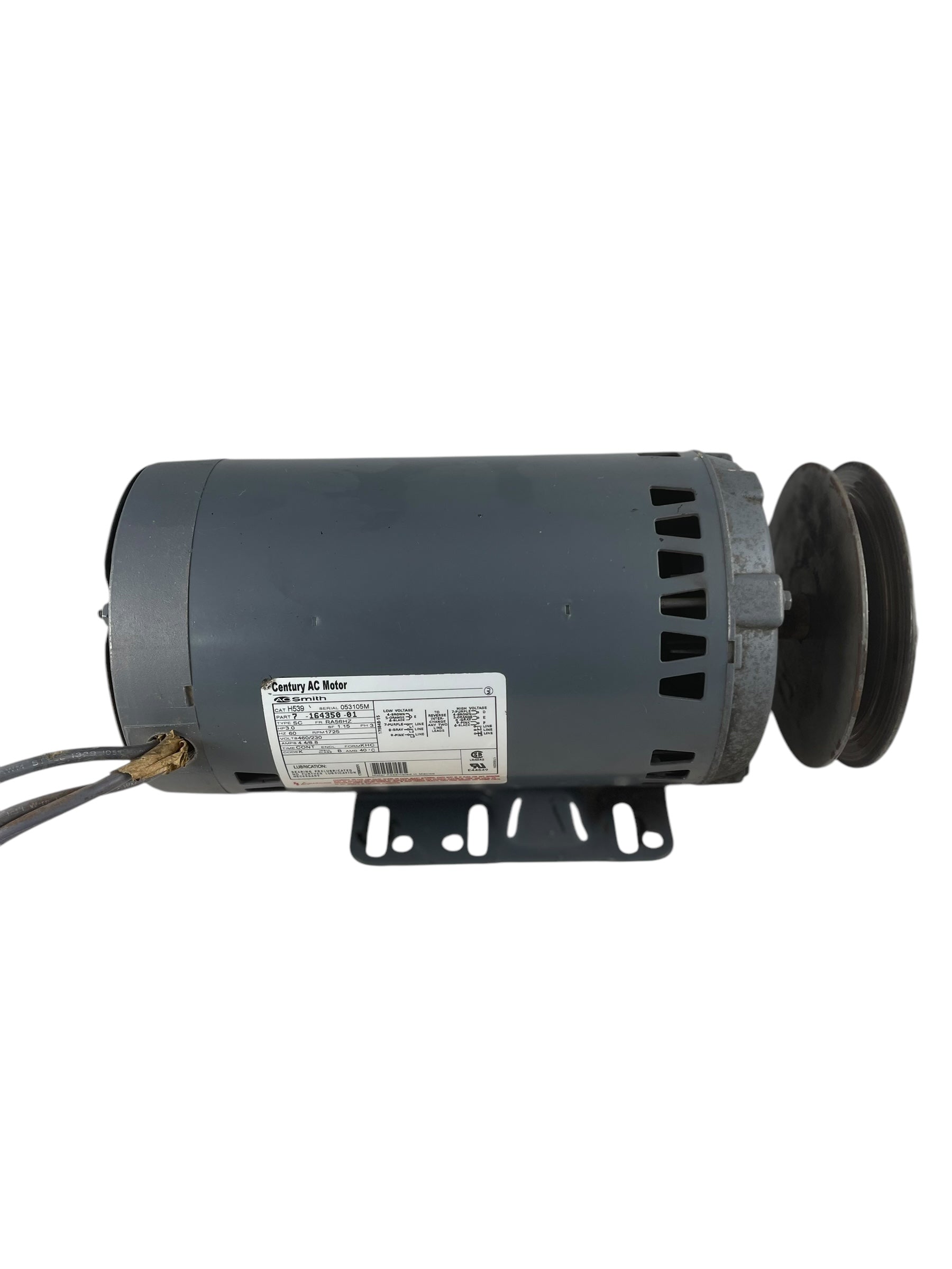 7-164350-01 AO Smith 3 HP, 1725 RPM 460/230 Volts Belt Drive Motor (TESTED)