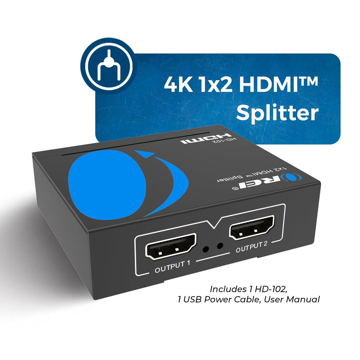 4K@30Hz 1x2 HDMI™ Splitter (USB Cable) (HD-102)
