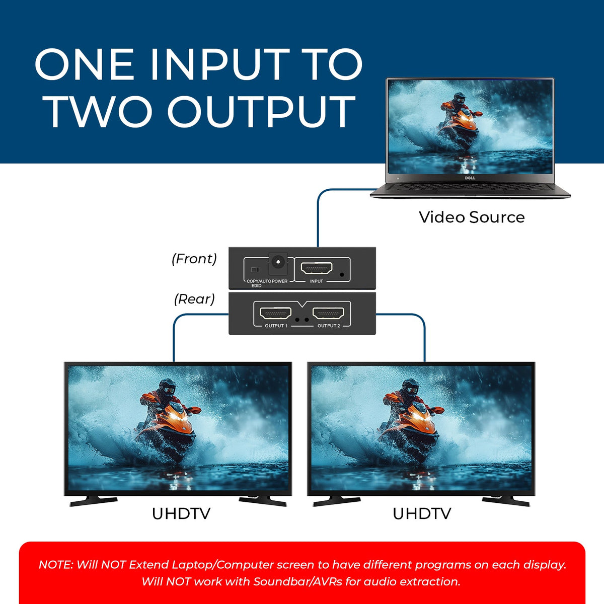 4K@30Hz 1x2 HDMI™ Splitter (USB Cable) (HD-102)