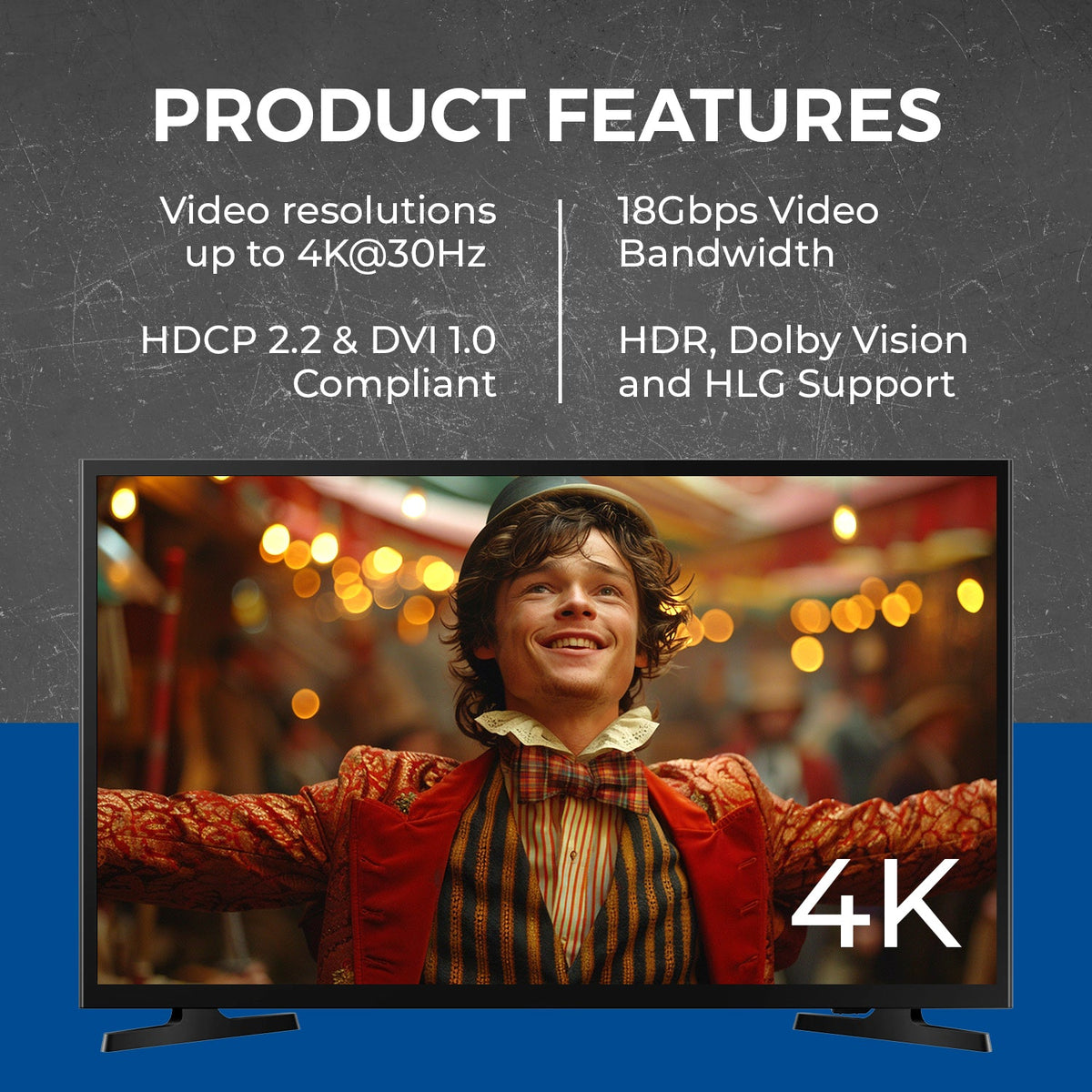 4K@30Hz 1x2 HDMI™ Splitter (USB Cable) (HD-102)