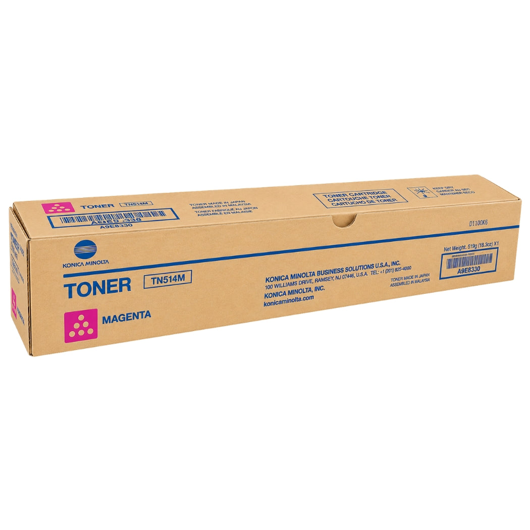 New, Pre-Owned - Konica-Minolta TN514M Standard-Yield Magenta Toner Cartridge, A9E8330