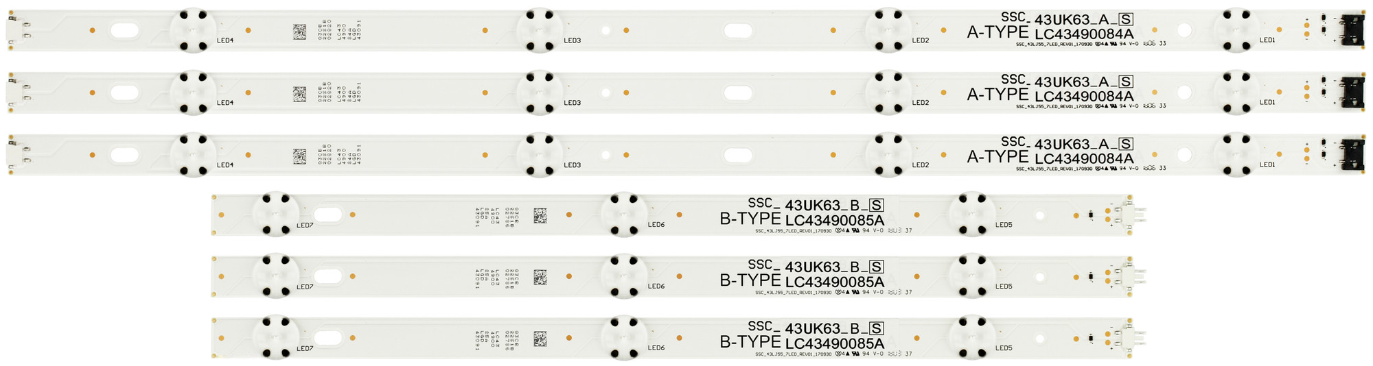 LG LC43490084A/LC43490085A Replacement LED Backlight Strips - 6 Strips
