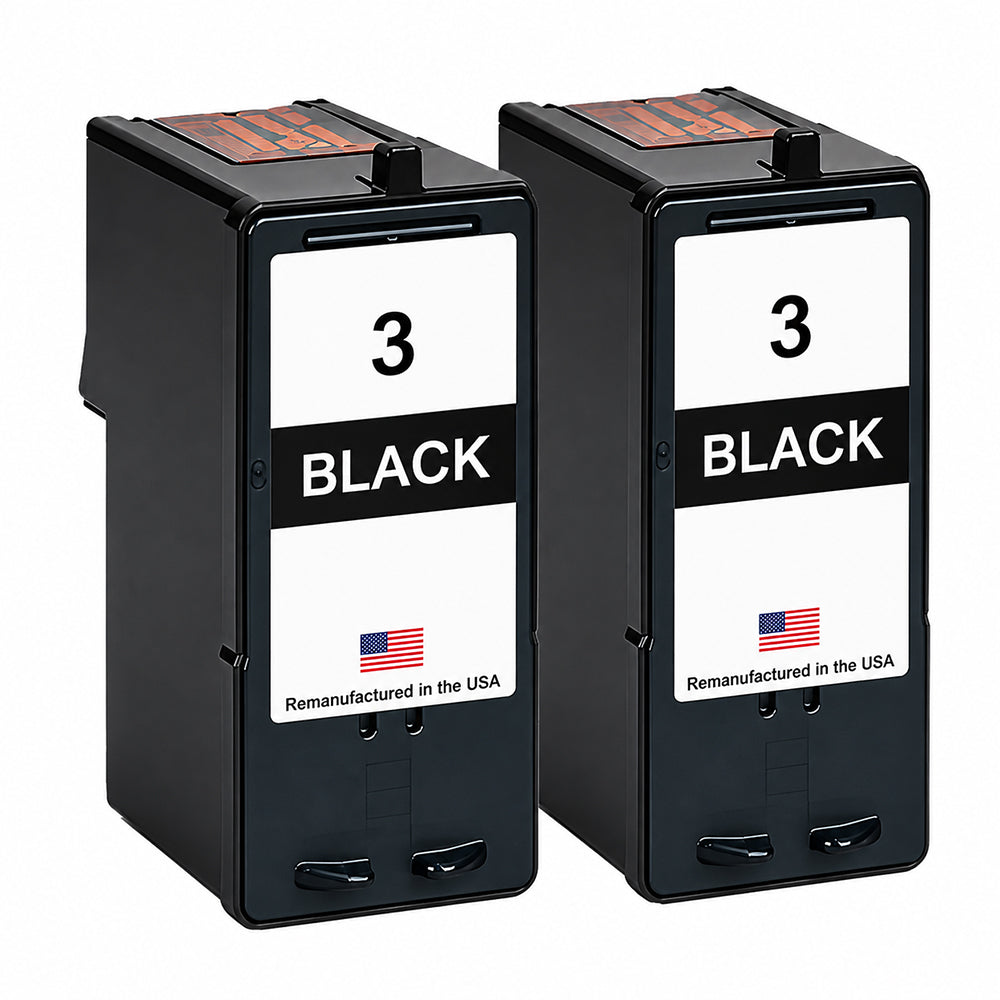 U.S. Remanufactured for Lexmark #3 Black Ink Cartridges Twin Pack
