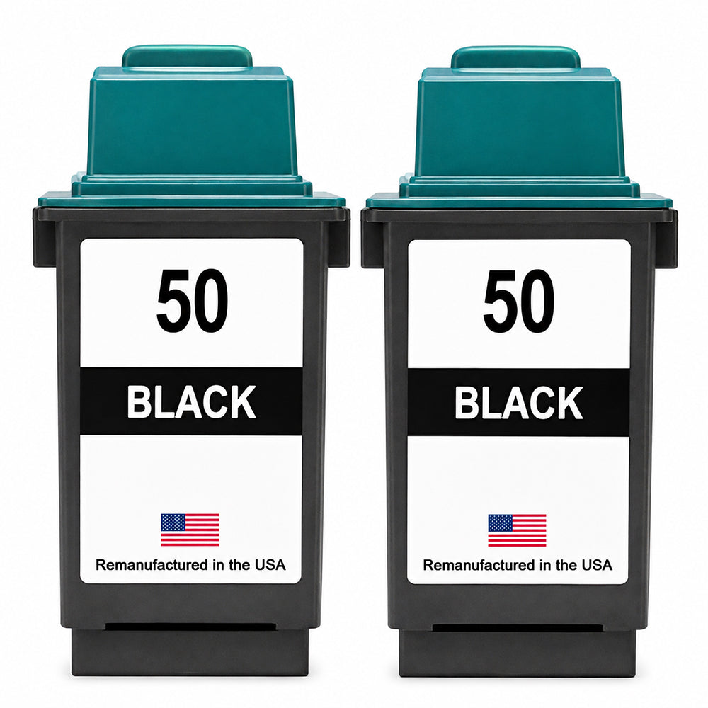 U.S. Remanufactured for Lexmark #50 17G0050 Black Ink Cartridge Twin Pack