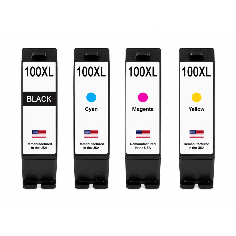 U.S. Remanufactured for Lexmark #100XL 1 Black / 3 Color Ink Cartridge 4-Pack