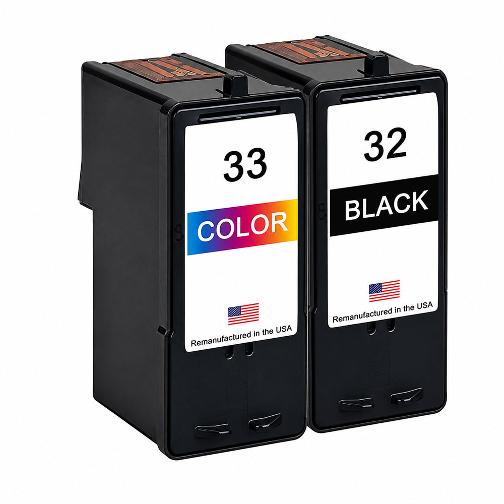 U.S. Remanufactured for Lexmark #32 Black / #33 Color Ink Cartridges Combo Pack