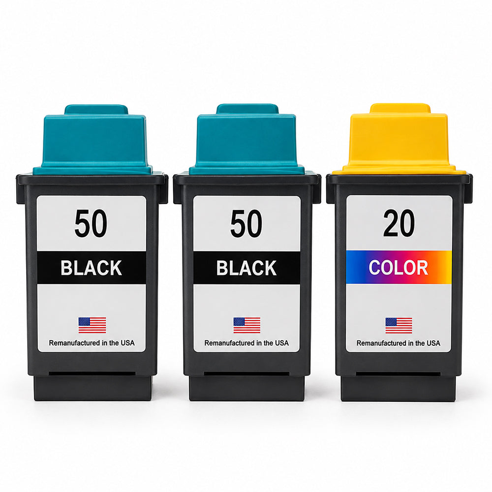 U.S. Remanufactured for Lexmark #50 2 Black / #20 1 Color Ink Cartridges 3-Pack