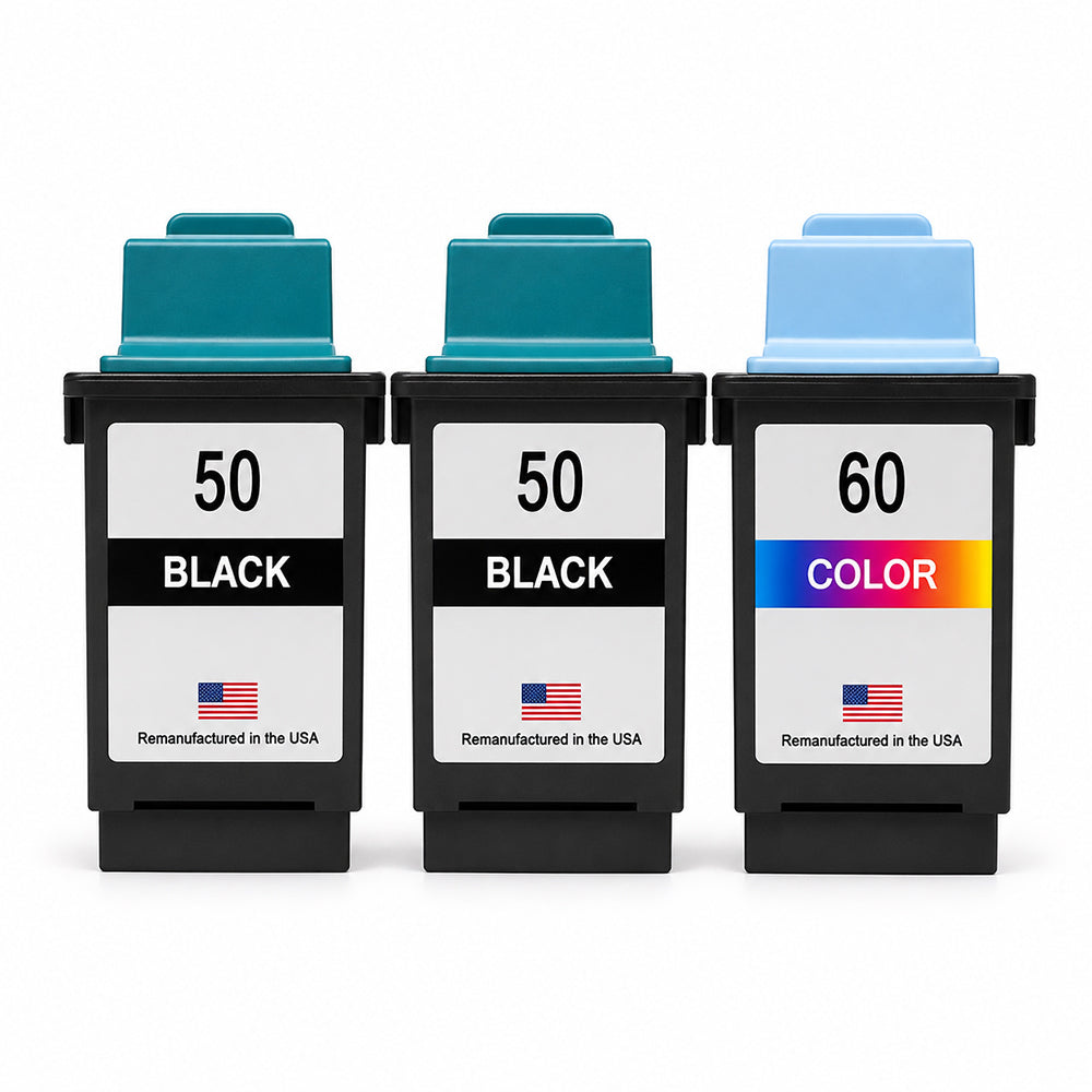 U.S. Remanufactured for Lexmark #50 2 Black / #60 1 Color Ink Cartridges 3-Pack