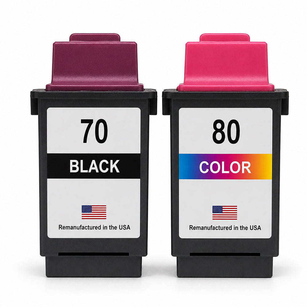 U.S. Remanufactured for Lexmark #70 Black / #80 Color Ink Cartridges Combo Pack