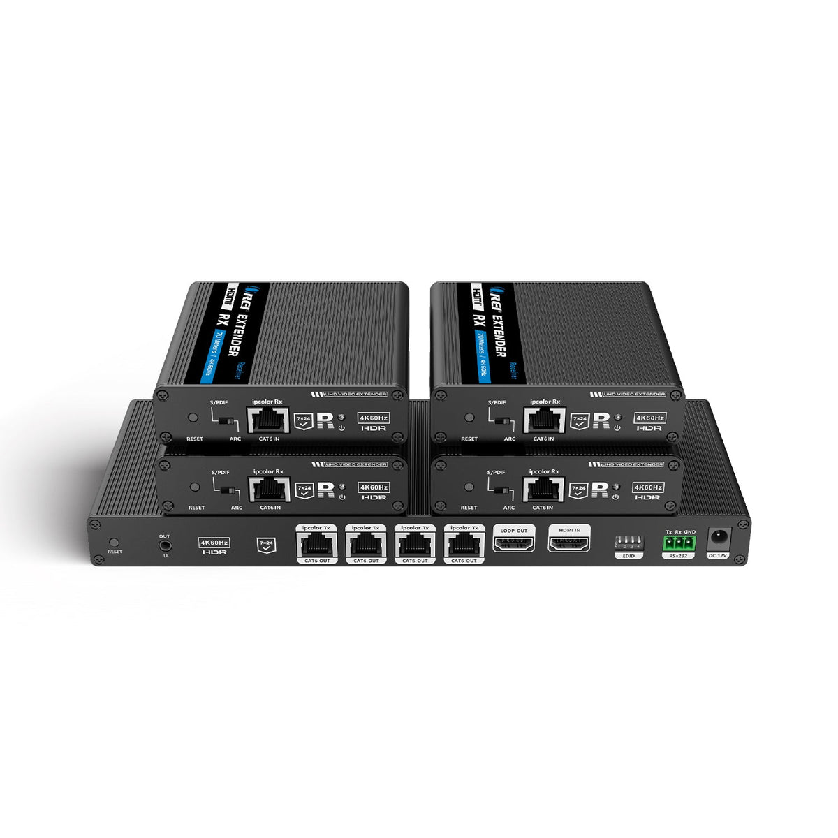 4K@60hz 1x4 HDMI™ Extender Splitter (Loop) - 230ft (cat6)-UHD14-IPC230-K