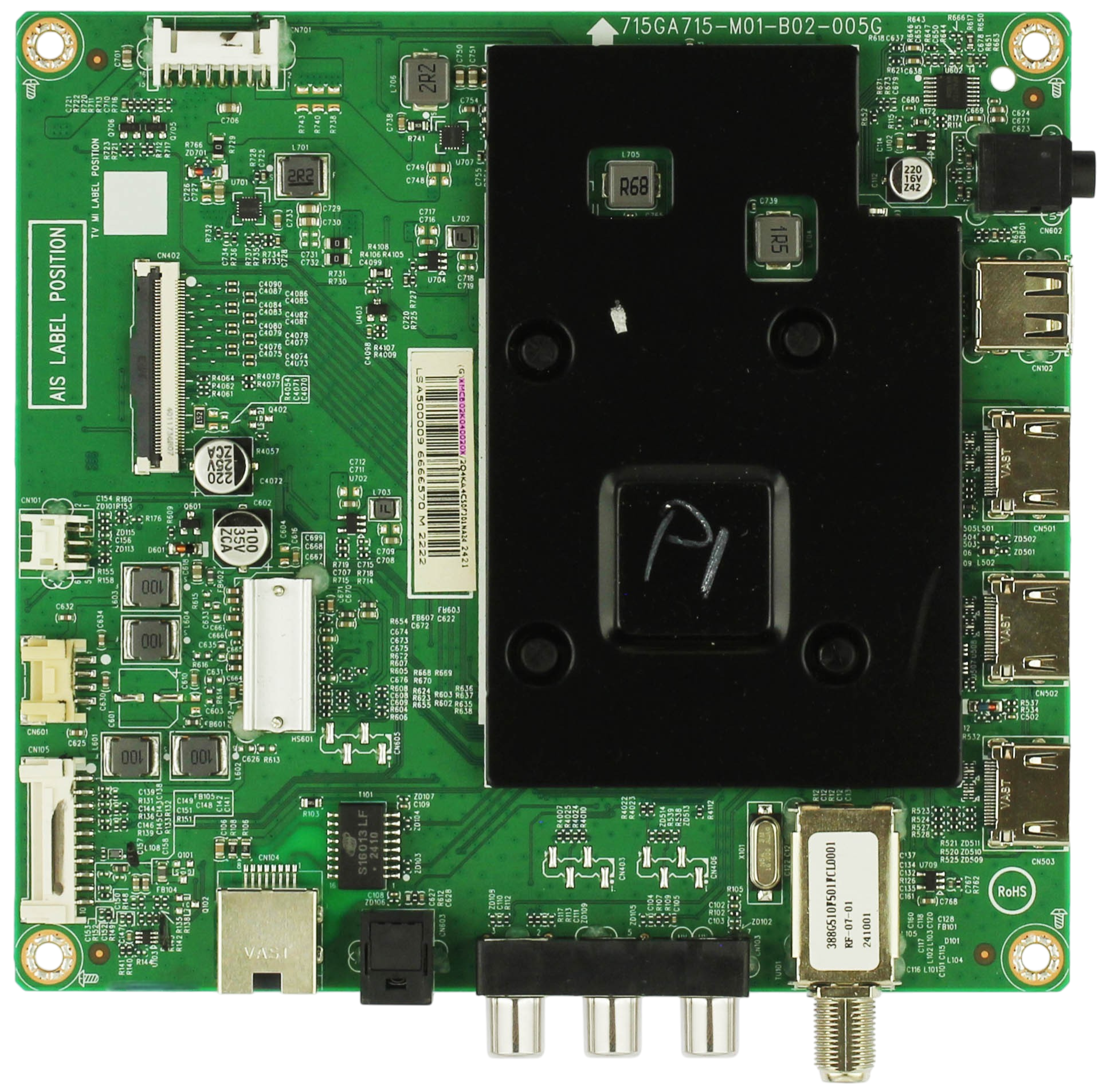 756TXMCB02K040 Insignia Main Board, 756TXMCB02K040020X, (G)XMCB02K04020X, 715GA715-M0B-B02-005G, NS-50F301NA24