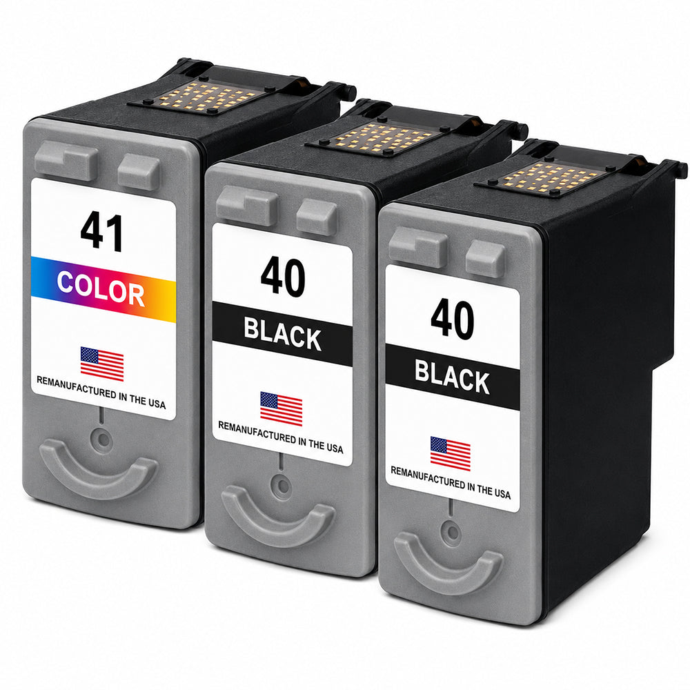 U.S. Remanufactured for Canon PG-40 2 Black / CL-41 1 Color Ink Cartridge 3-Pack