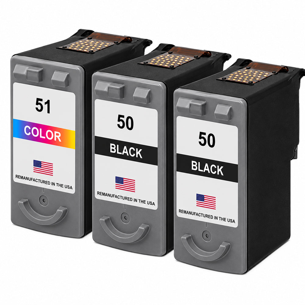U.S. Remanufactured for Canon PG-50 2 Black / CL-51 1 Color Ink Cartridge 3-Pack