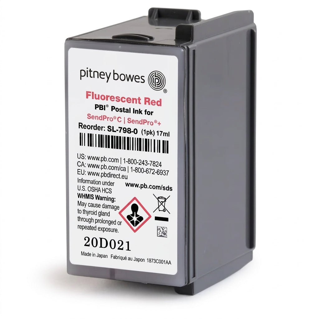 New, Pre-Owned - Pitney Bowes SL-798-0 Standard Yield Red Fluorescent Inkjet Cartridge