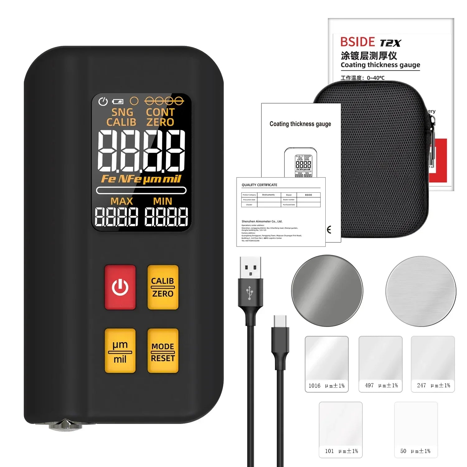 BSIDE T2 Coating Thickness Gauge for FE/NFE Detection