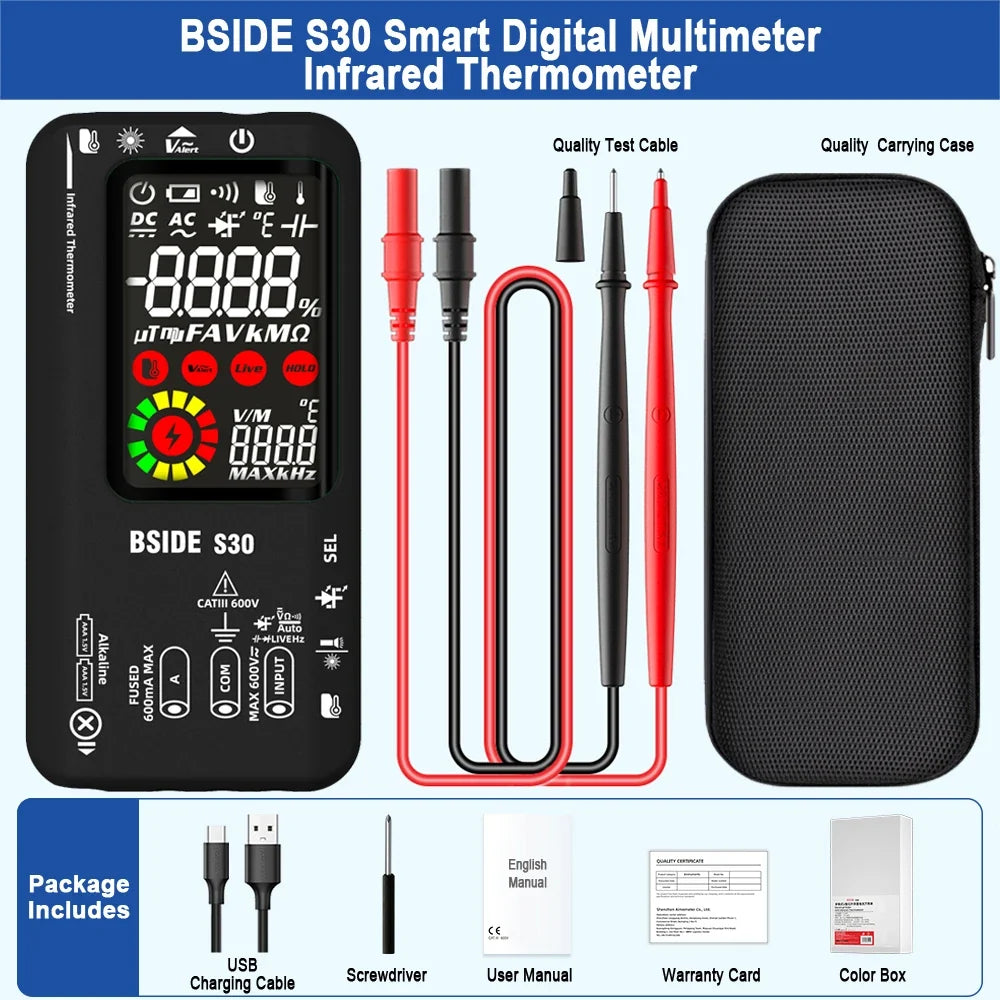 BSIDE S30 Smart Multimeter with IR Thermometer & Diode Test