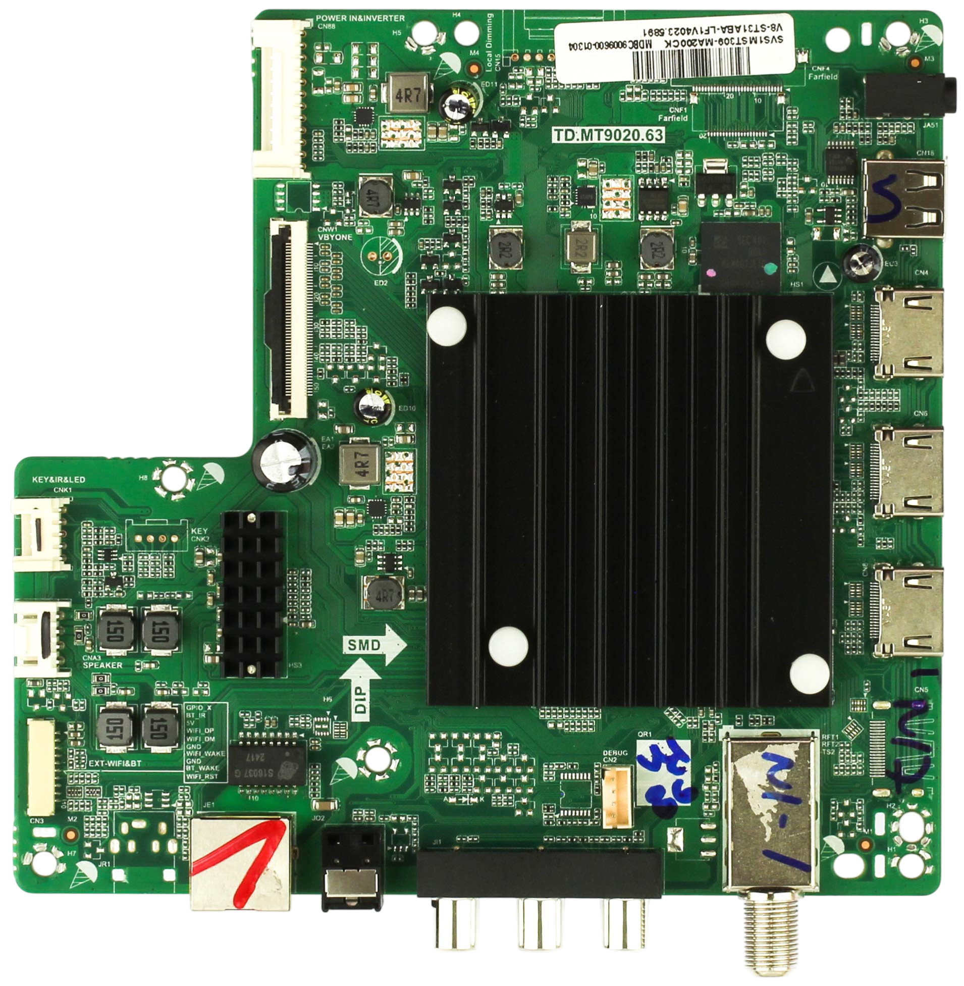 SVS1MST309-MA200CK Insignia Main Board, 02-1MTT31D75-C01T, V8-ST31ABA-LF1V4023.5891, TD.MT9020.63, NS-70F501NA25, NS-75F501NA25, NS-85F501NA25
