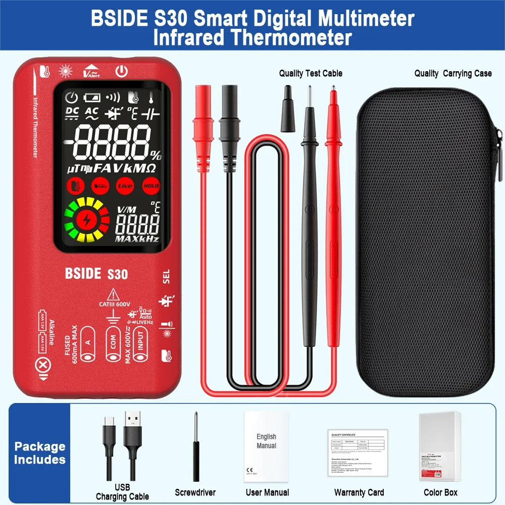 BSIDE S30 Smart Multimeter with IR Thermometer & Diode Test