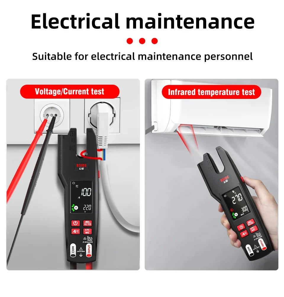 BSIDE U6 Fork Digital Clamp Meter 600A with T-RMS & OpenJaw Multimeter