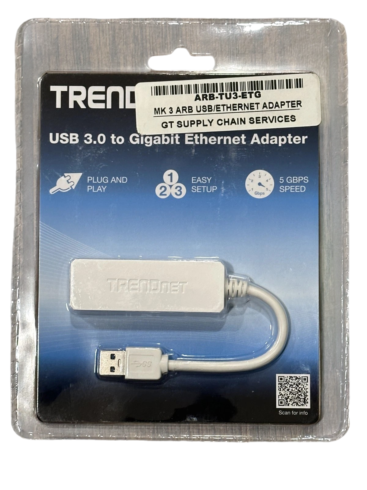 TRENDnet TU3-ETG USB 3.0 to Gigabit Ethernet Adapter White New Sealed