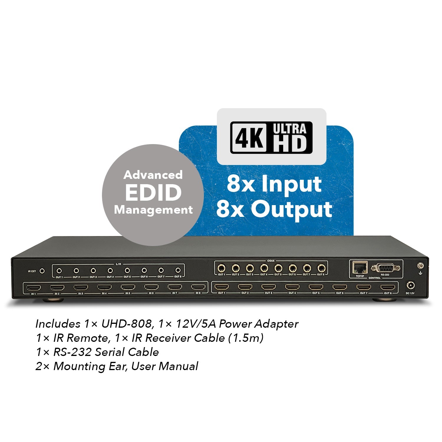 4K@60hz 8x8 HDMI™ Matrix (Audio Extract)-UHD-808