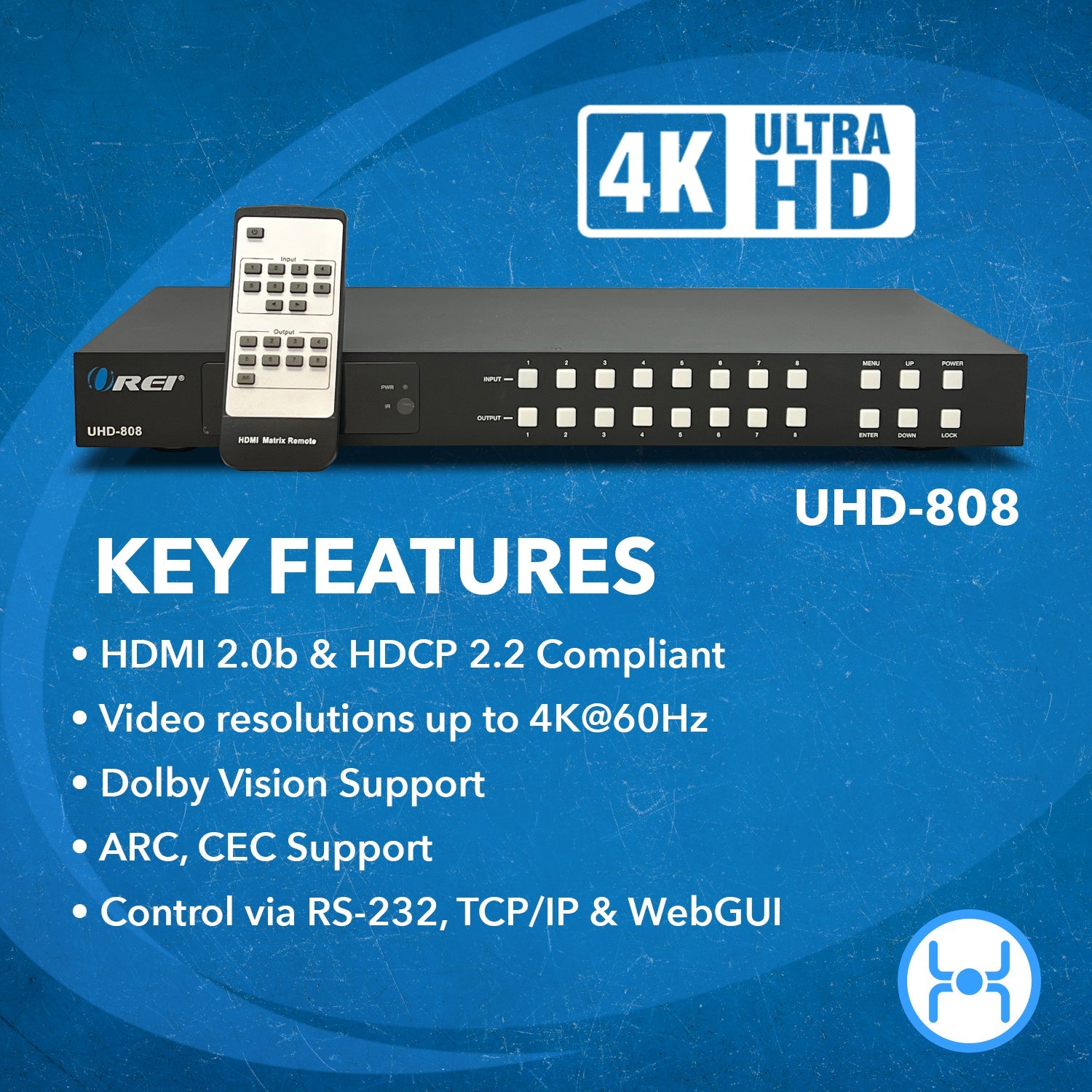 4K@60hz 8x8 HDMI™ Matrix (Audio Extract)-UHD-808