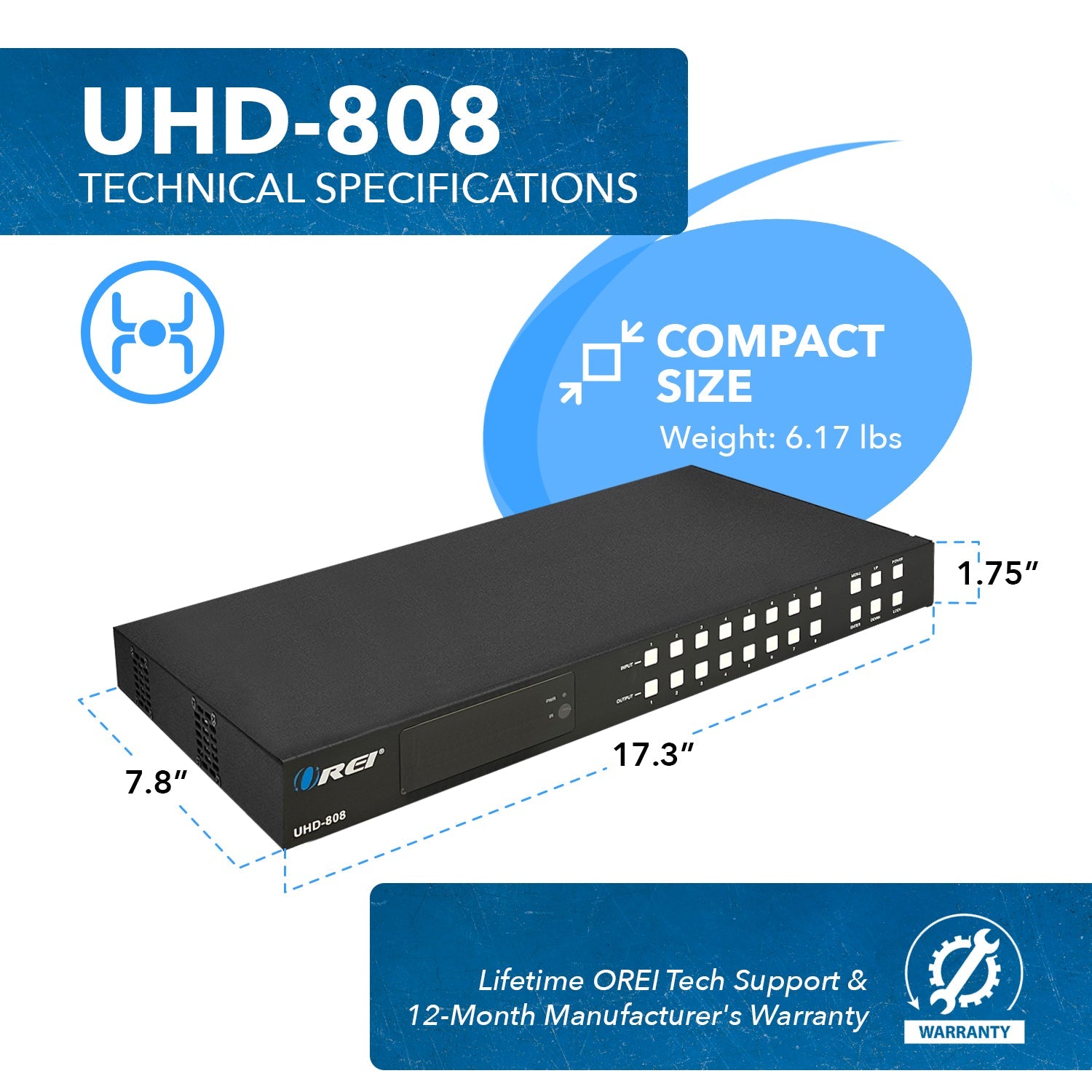 4K@60hz 8x8 HDMI™ Matrix (Audio Extract)-UHD-808
