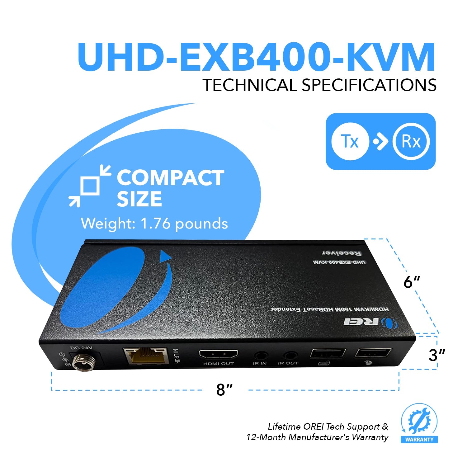 4K HDBaseT HDMI™ Extender (KVM, Bi-IR) - 400ft (cat6)-UHD-EXB400-KVM