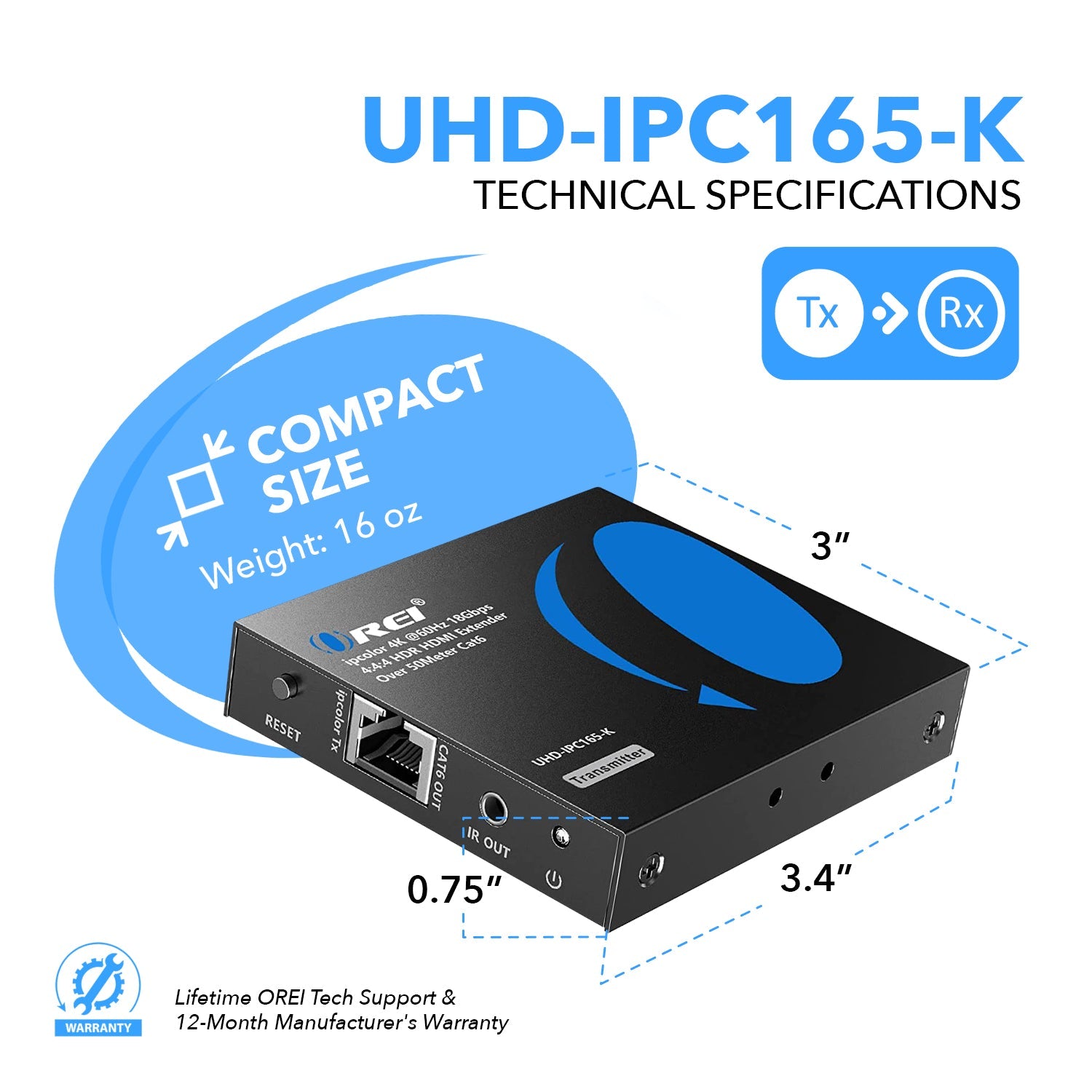 4K@60hz HDMI™ Extender - 230ft (cat6)-UHD-IPC165-K
