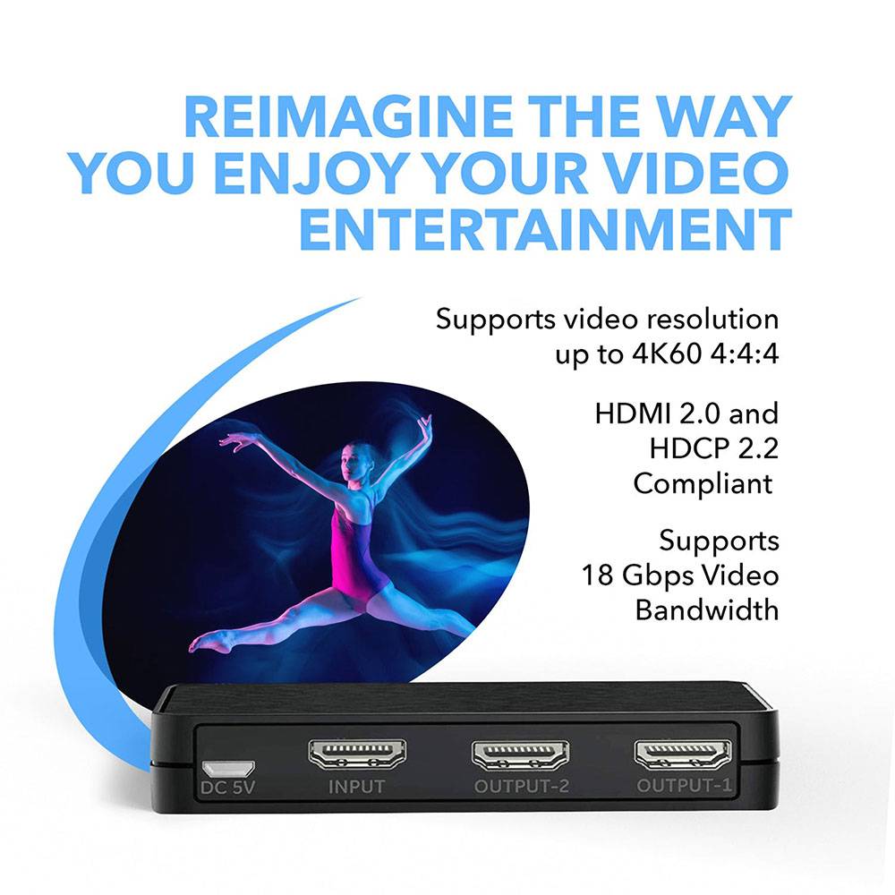 4K@60Hz 1x2 HDMI™ Splitter (Downscaler)-UHD-PRO102