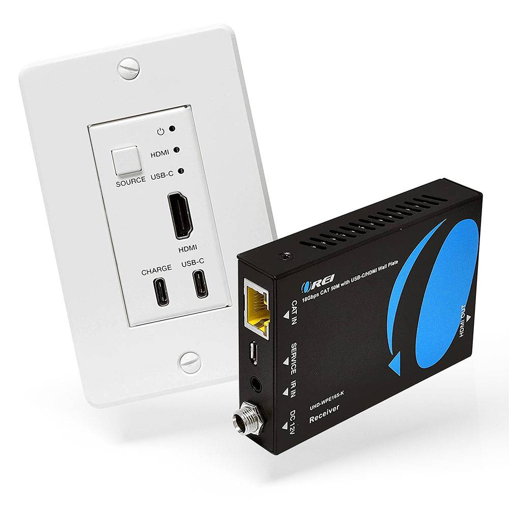 4K HDMI™ & USB-C Extender with Wall Plate (TX) - 165ft (cat6)-UHD-WPE165-K