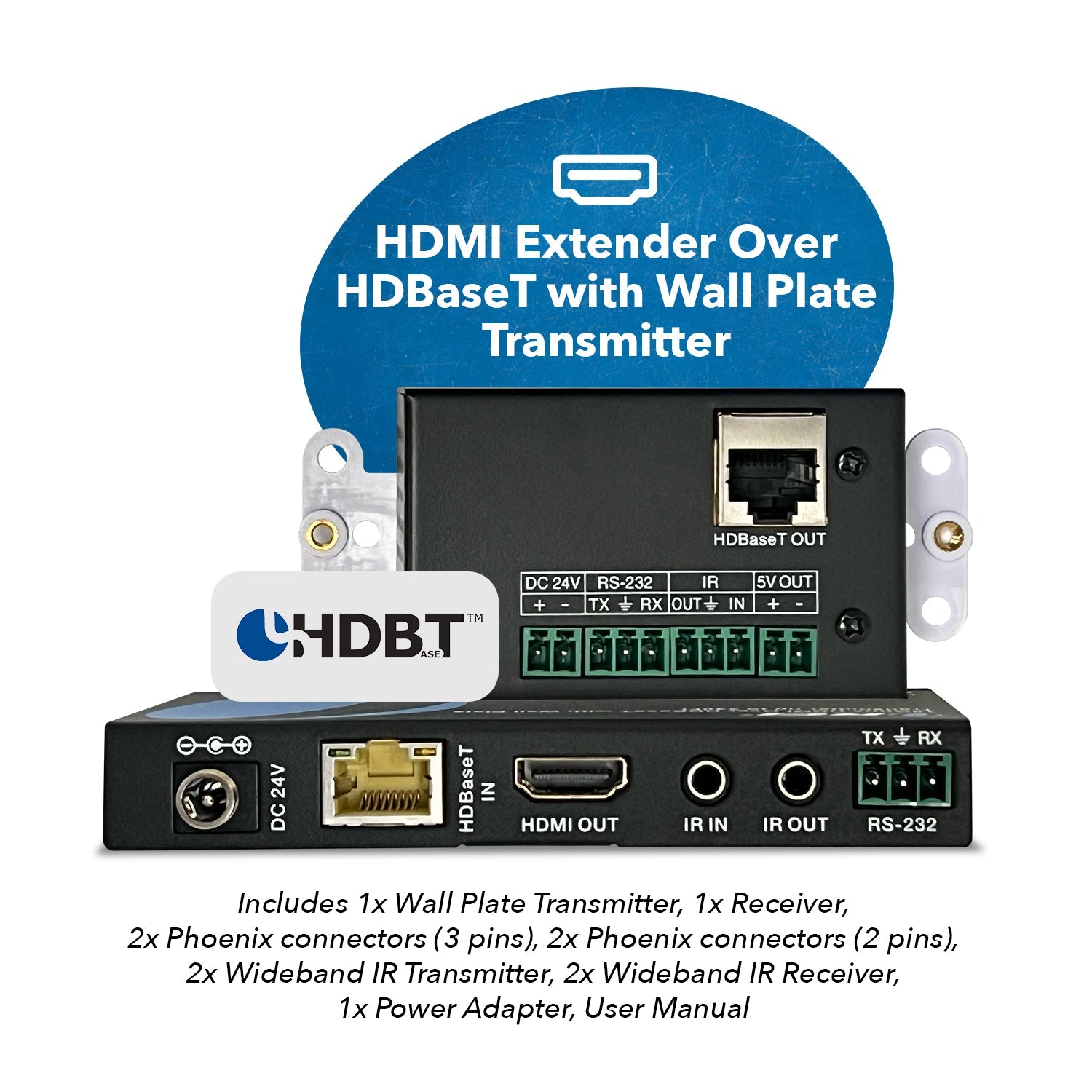 4K HDBaseT HDMI™ Extender with Wall Plate (TX) - 230ft (cat6)-UHD-WPE230-K