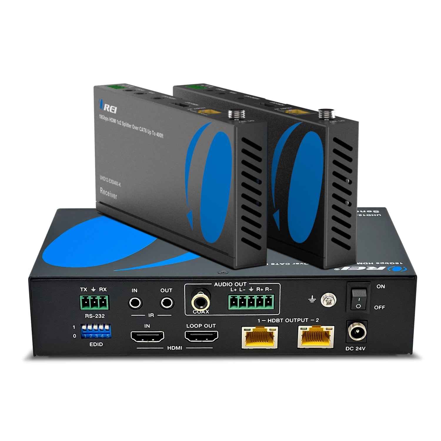 4K HDBaseT 1x2 HDMI™ Extender Splitter (Loop) - 400ft (cat6)-UHD12-EXB400-K