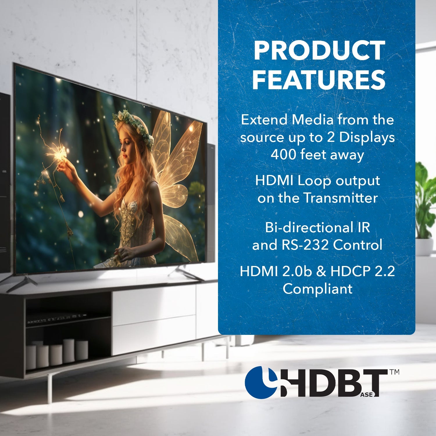 4K HDBaseT 1x2 HDMI™ Extender Splitter (Loop) - 400ft (cat6)-UHD12-EXB400-K