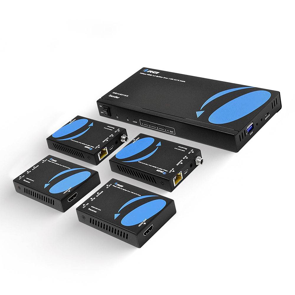 4K@60hz 1x4 HDMI™ Extender Splitter (Loop) - 115ft (cat6)-UHD14-EX115-K