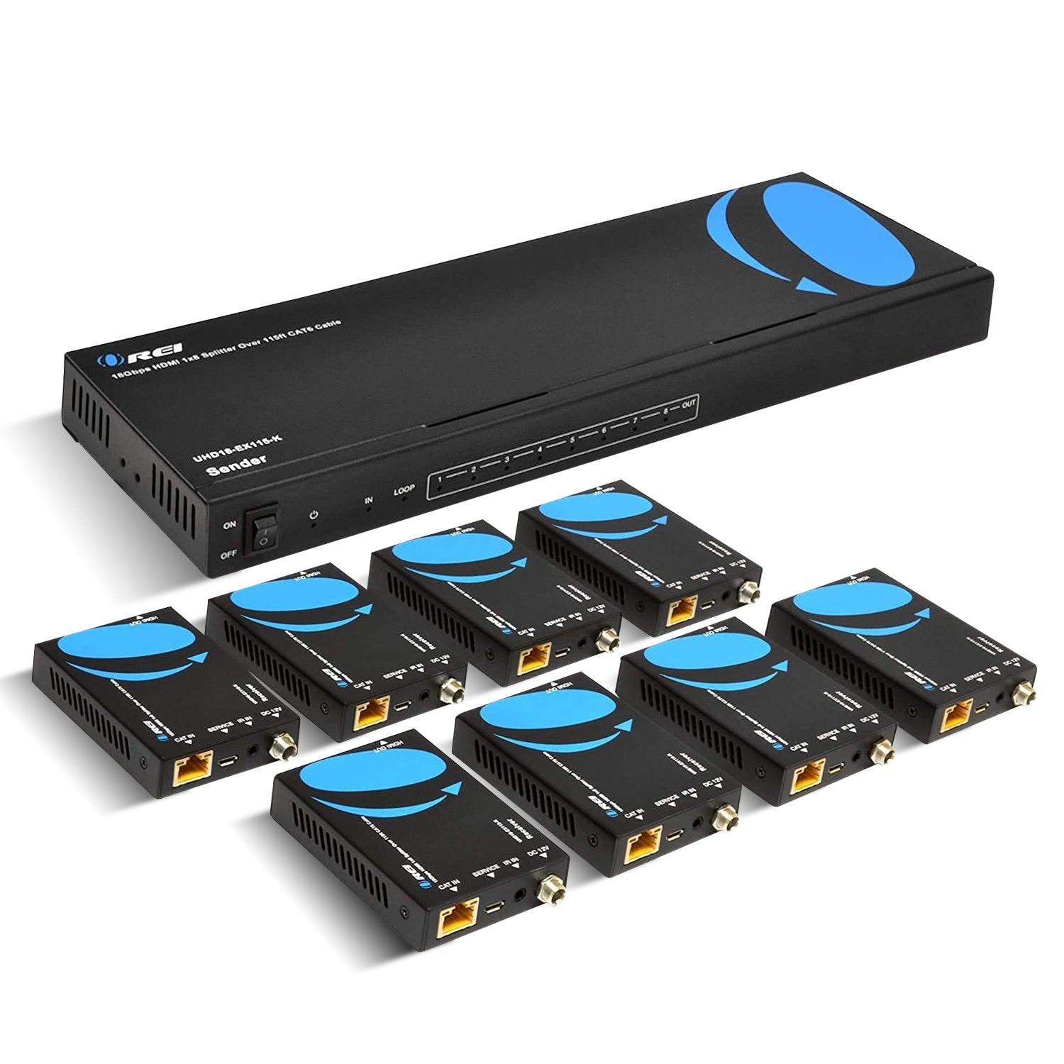 4K@60hz 1x8 HDMI™ Extender Splitter (Loop) - 115ft (cat6)-UHD18-EX115-K