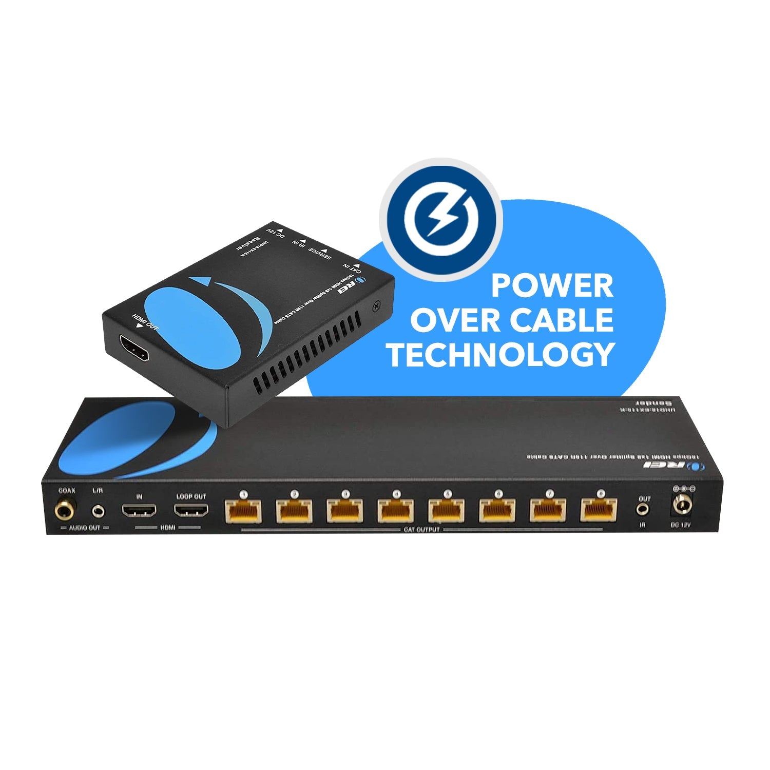 4K@60hz 1x8 HDMI™ Extender Splitter (Loop) - 115ft (cat6)-UHD18-EX115-K