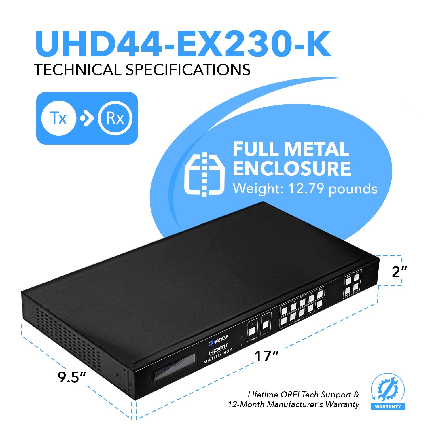 4K HDBaseT 4x4 HDMI™ Extender Matrix (Loop) - 230ft (cat6)-UHD44-EX230-K