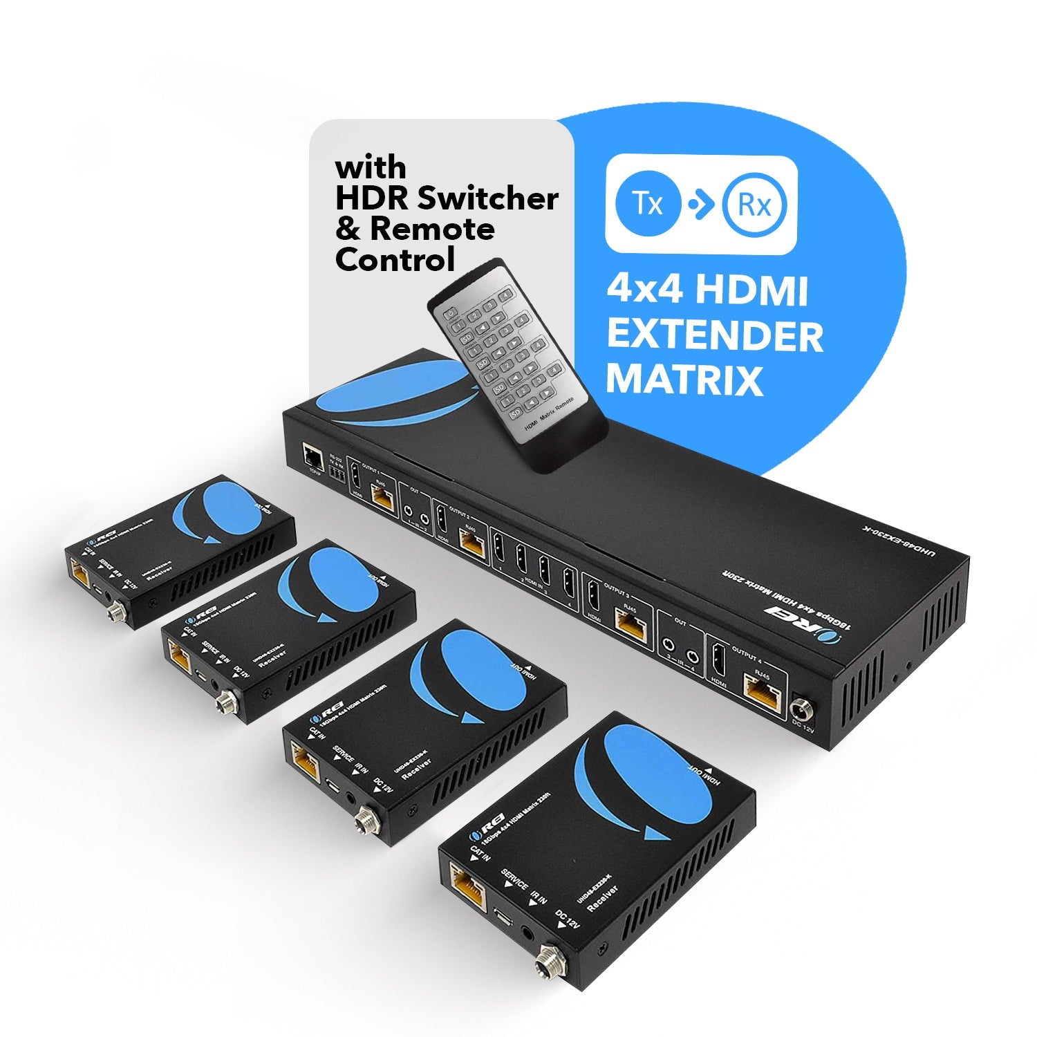 4K@60hz 4x4 HDMITM Matrix Extender (Loop) 230ft (cat6)-UHD48-EX230-K