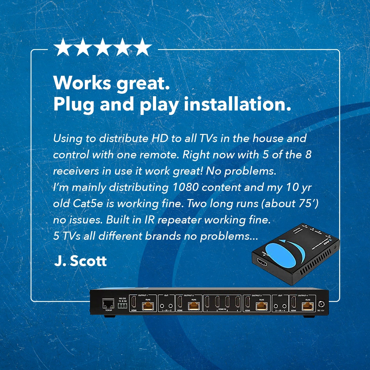 4K@60hz 4x4 HDMITM Matrix Extender (Loop) 230ft (cat6)-UHD48-EX230-K