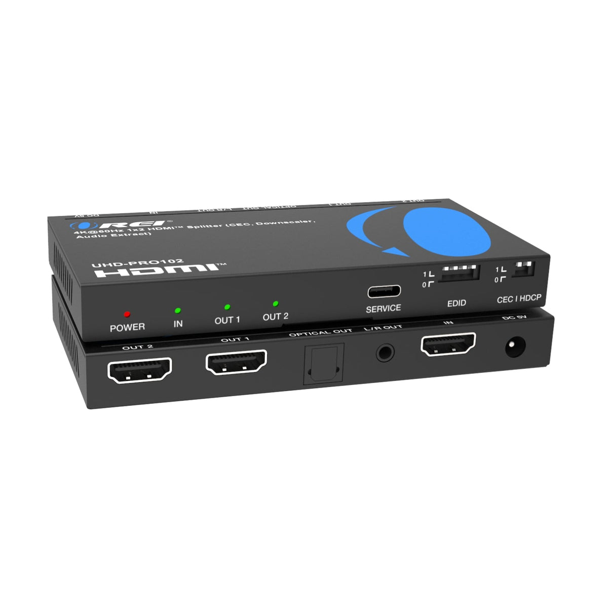 4K@60Hz 1x2 HDMI™ Splitter (CEC, Downscaler, Audio Extract) (UHD-PRO102)