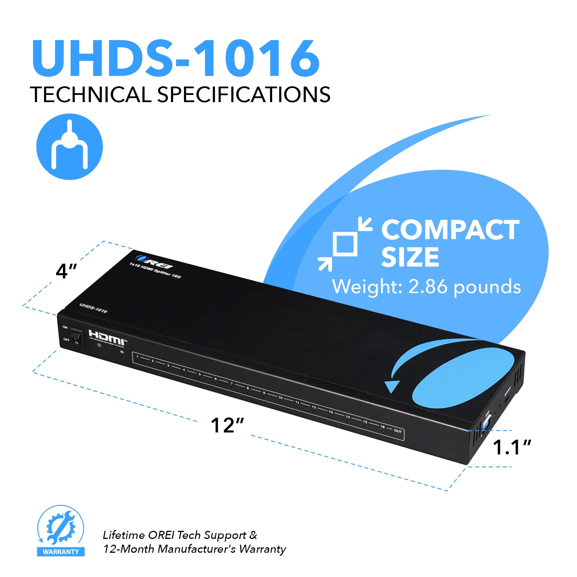 4K@60Hz 1x16 HDMI™ Splitter-UHDS-1016