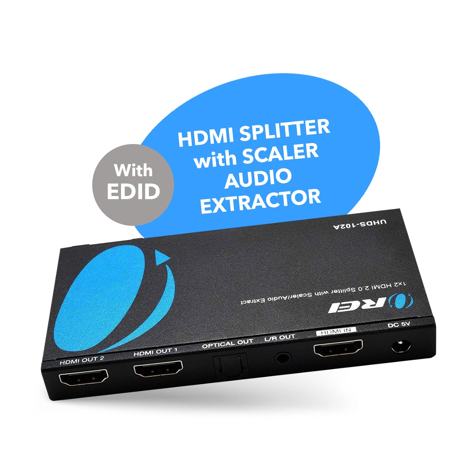 4K@60Hz 1x2 HDMI™ Splitter (Downscaler, Audio Extract)-UHDS-102A