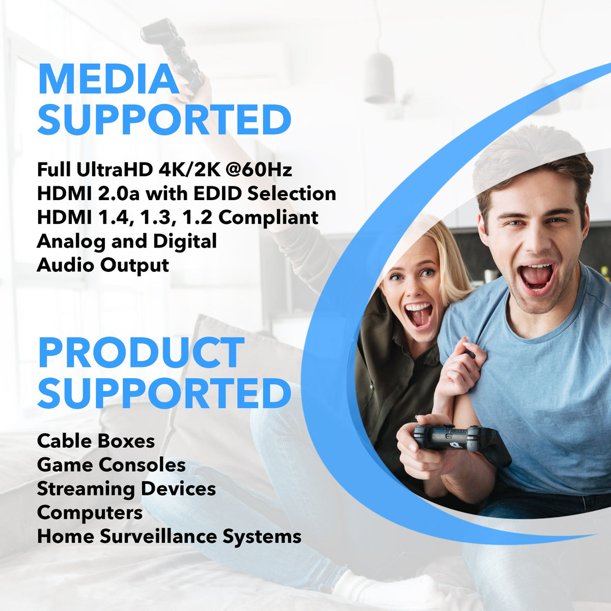 4K@60Hz 1x2 HDMI™ Splitter (Downscaler, Audio Extract) (UHDS-102A)