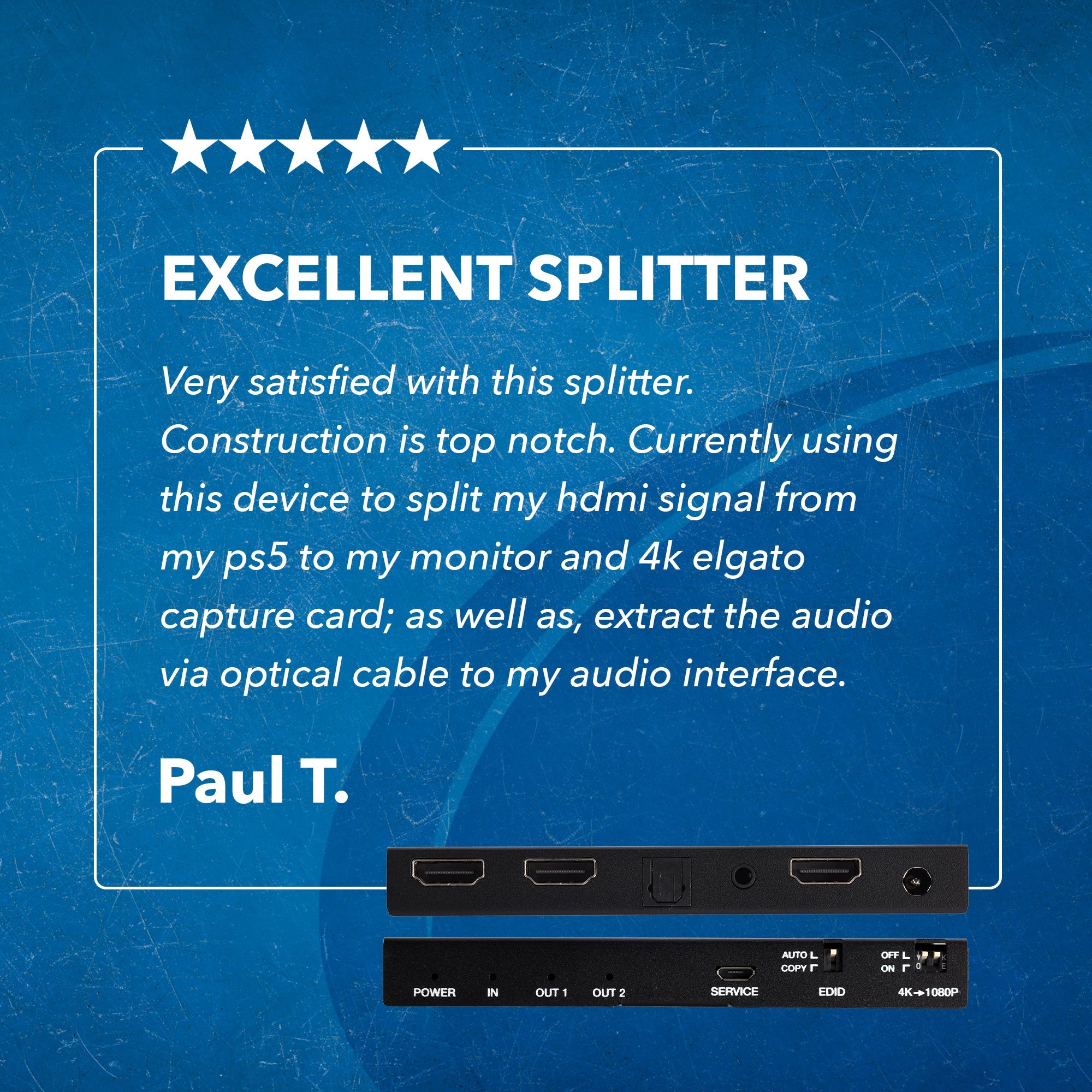 4K@60Hz 1x2 HDMI™ Splitter (Downscaler, Audio Extract)-UHDS-102A